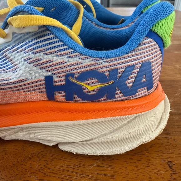 Hoka Clifton 9 Kids Sneakers - Blue, Orange, and Yellow - Picture 3 of 5